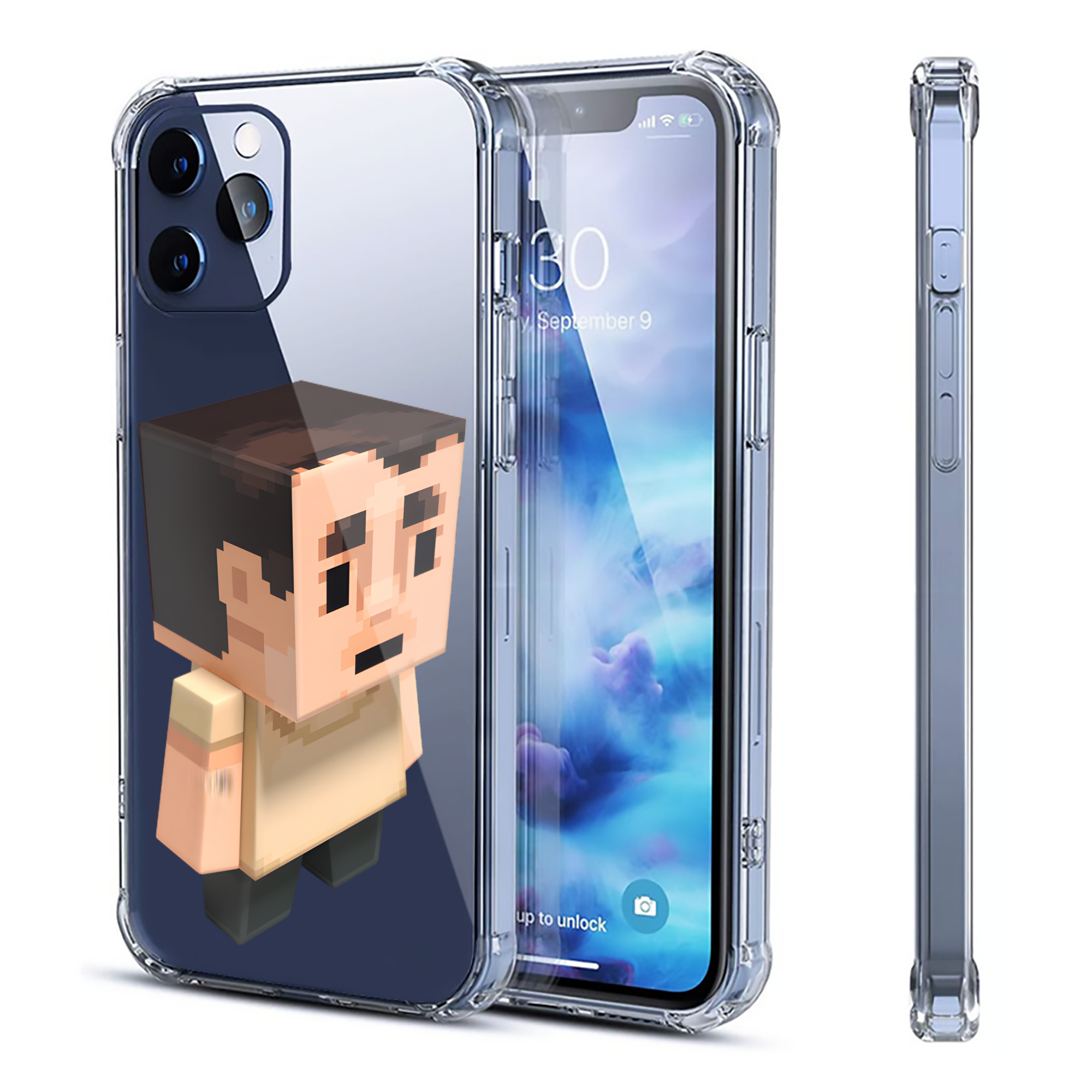 （画像用） マインクラフト ブロックの世界 Minecraft MC Block world 【iPhone 12シリーズ対応】透明スマホケース（クリアソフトケース）
